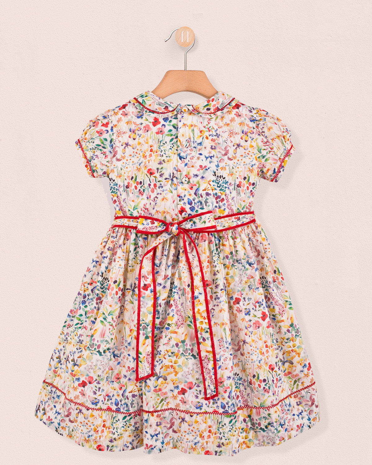 Emma Liberty Felda Coral Smocked Dress